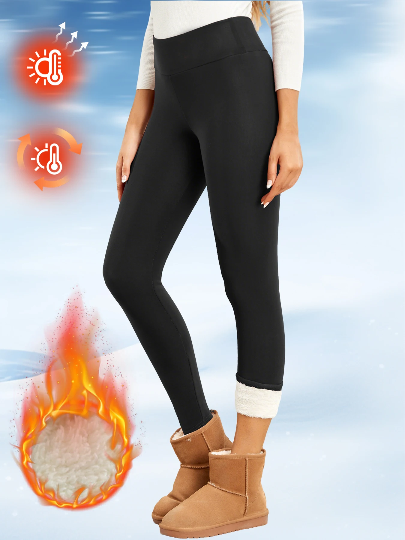 Fleece Women Leggings Thick Flared Pants High-Waisted Thermal Tights Tummy Control Winter Warm Legging Casual Wear