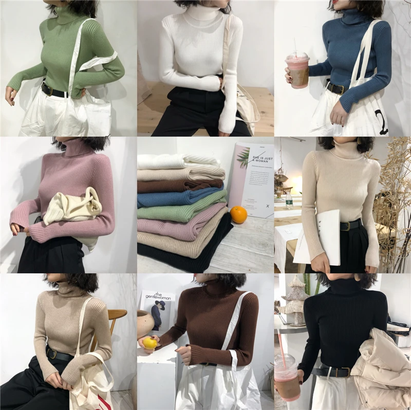 Turtleneck Sweater Womens 2026 Autumn Winter Tops Korean Slim Women Pullover Jumper Knitted Sweater Pull Femme Hiver Truien