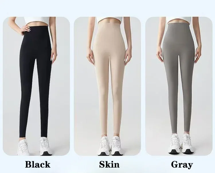 M/L/XL Women Summer Shark Skin Leggings Ice Silk Thin Tummy Control Butt Lift Yoga Pants Seamless with UPF 50+ Protection