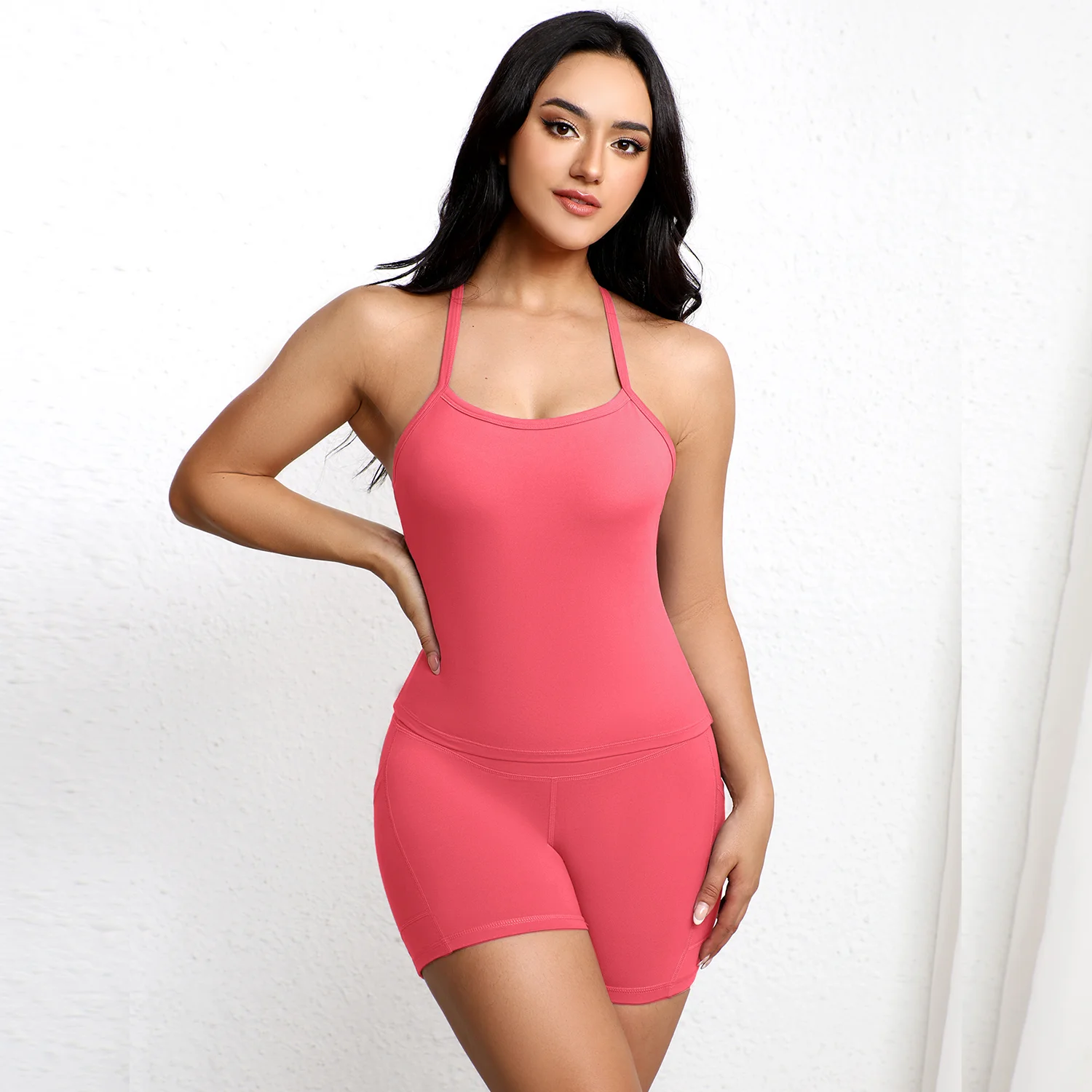 Solid Pocket Shorts Women Fitness Sports Short High Waist Yoga Short Cycling Comprehensive Training Jog Squat Proof