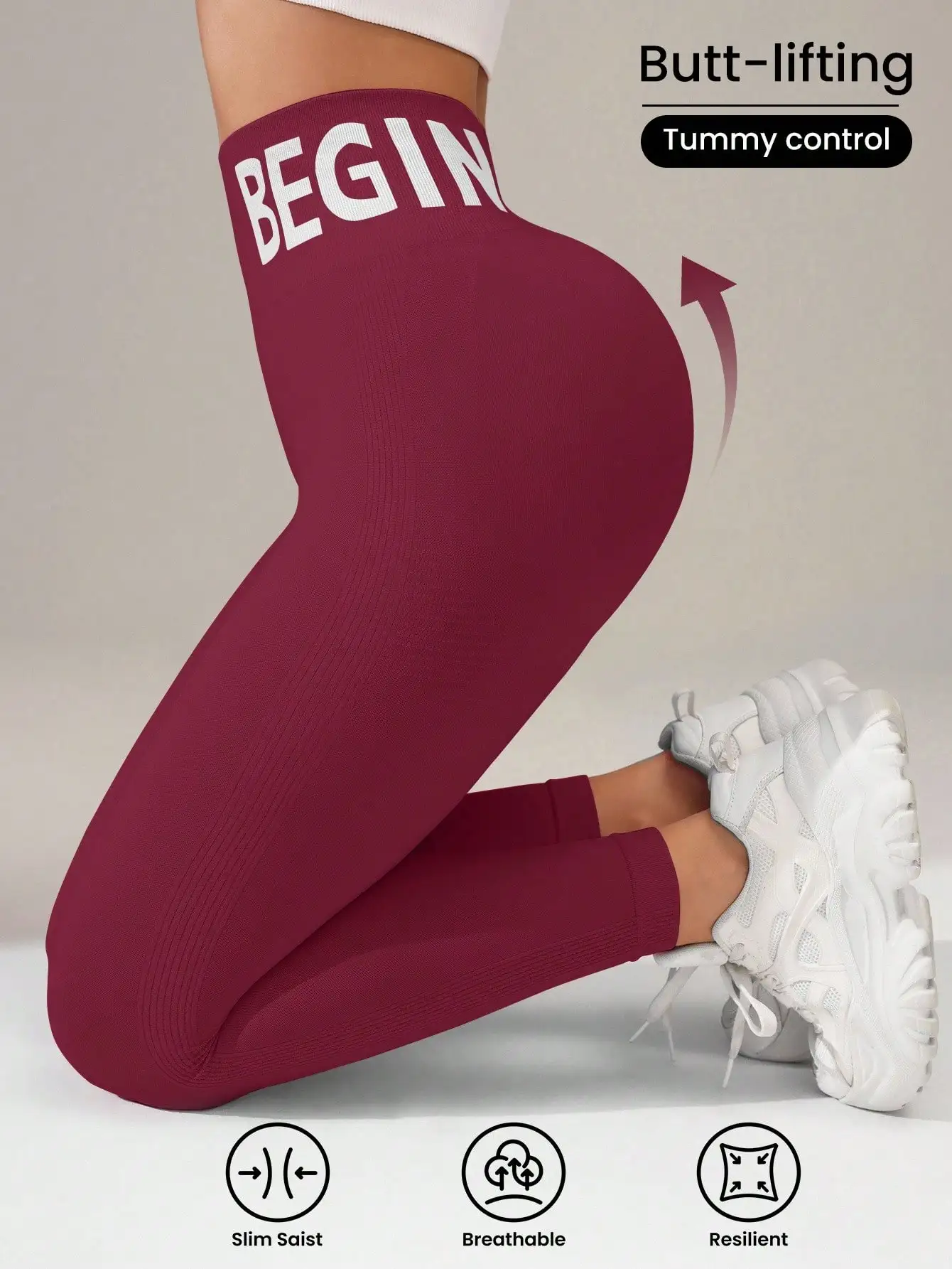 European and American Seamless Yoga Leggings with Waistband Lettering, Butt-Lifting, Quick-Dry Women's Breathable Tights for Pea