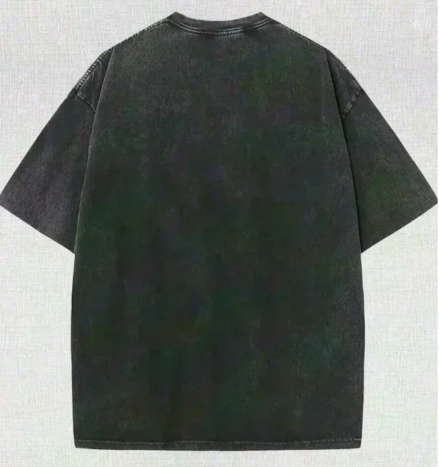 Kawaii Vintage Washed Black Cat Print T-Shirt Korean Style Casual Streetwear Oversized Cotton Tee for Women and Man