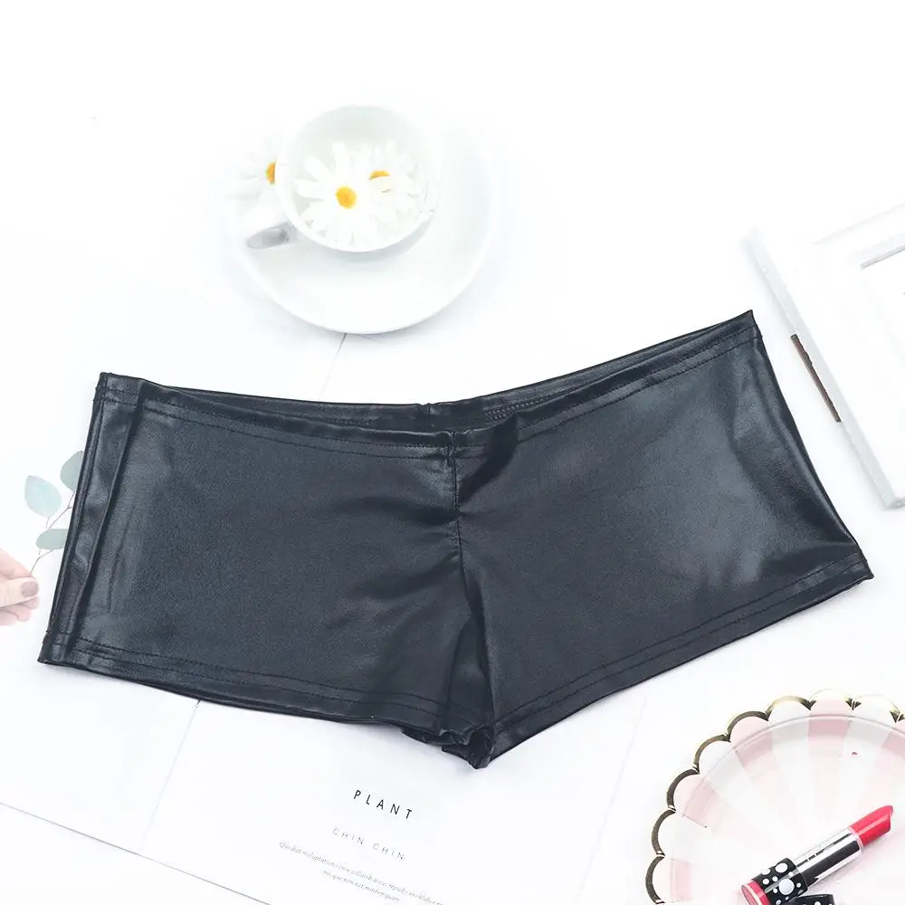 Top Selling Soft Dancing Briefs Lingerie Fashion for Women PVC Leather Look Thongs Boxer Panties Underwear