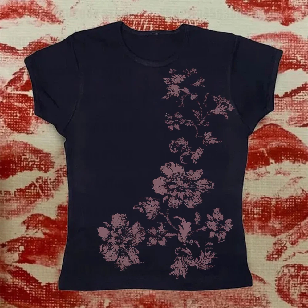 Graphic T-Shirt Y2K Style Women's Wear Vibrant Y2K 2000s Women's Tops Women's Short Sleeve Casual Cute Girl Style Tokyo Harajuku