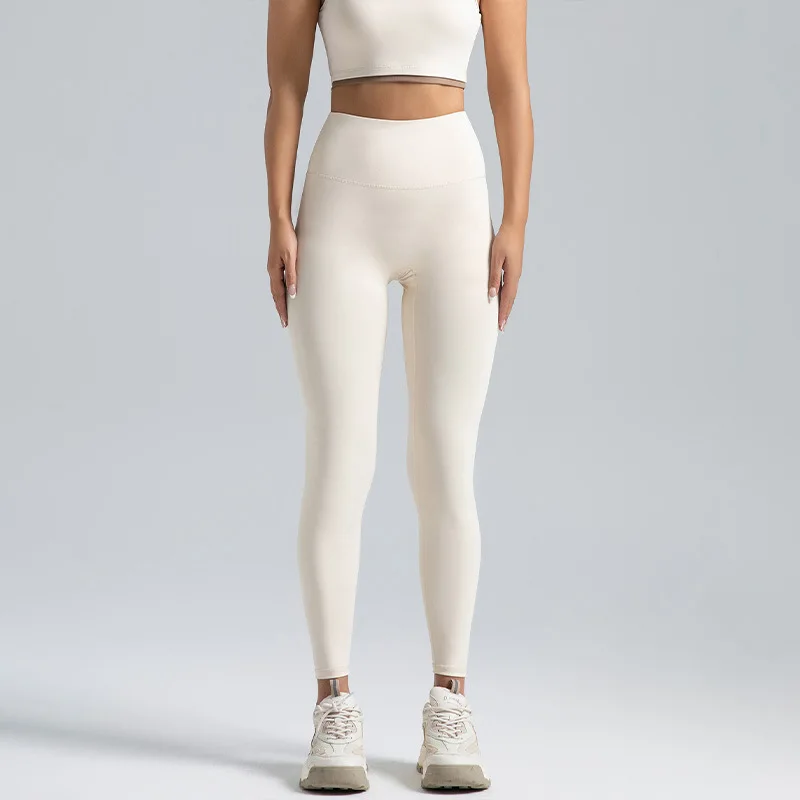 Black Leggings for Women with No T-line High-waisted Hip Lift Yoga Pants with Abdominal Compression and Nude Running Leggings