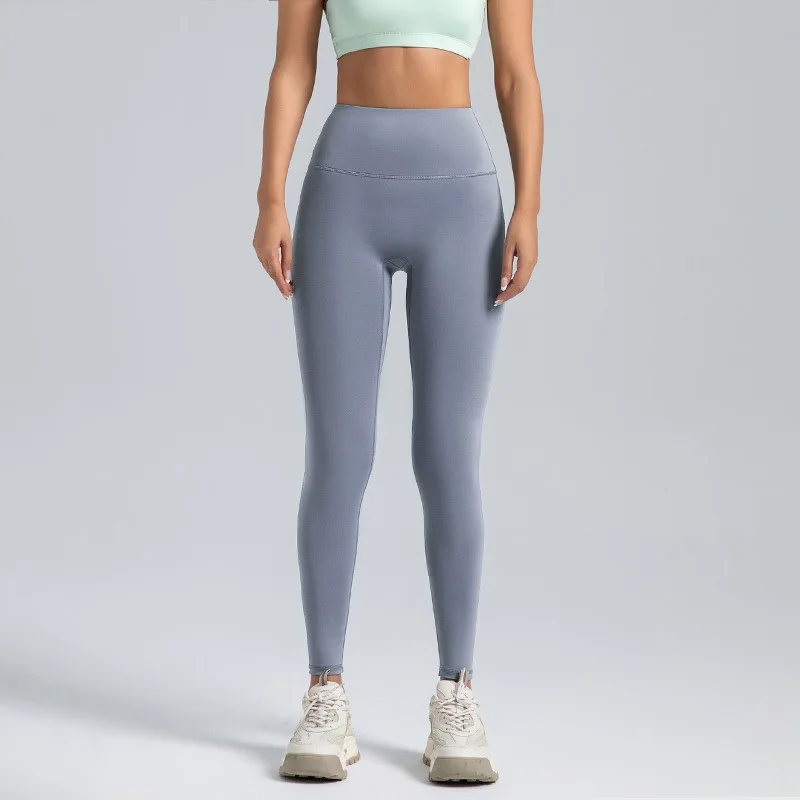 Black Leggings for Women with No T-line High-waisted Hip Lift Yoga Pants with Abdominal Compression and Nude Running Leggings