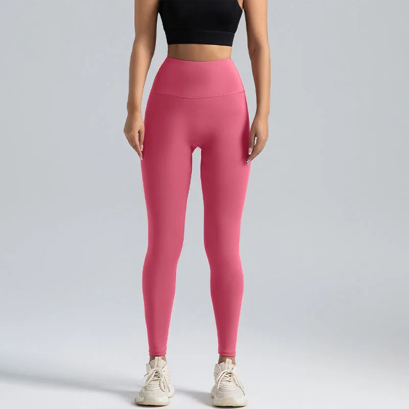 Black Leggings for Women with No T-line High-waisted Hip Lift Yoga Pants with Abdominal Compression and Nude Running Leggings