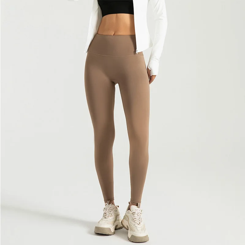 Black Leggings for Women with No T-line High-waisted Hip Lift Yoga Pants with Abdominal Compression and Nude Running Leggings