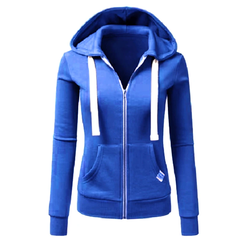 Autumn/Winter New Women'sPersonalized Fashion Sports Hoodie Long Sleeve Drawstring Pocket Zipper Coat Woolen Sweater Top CYXX386
