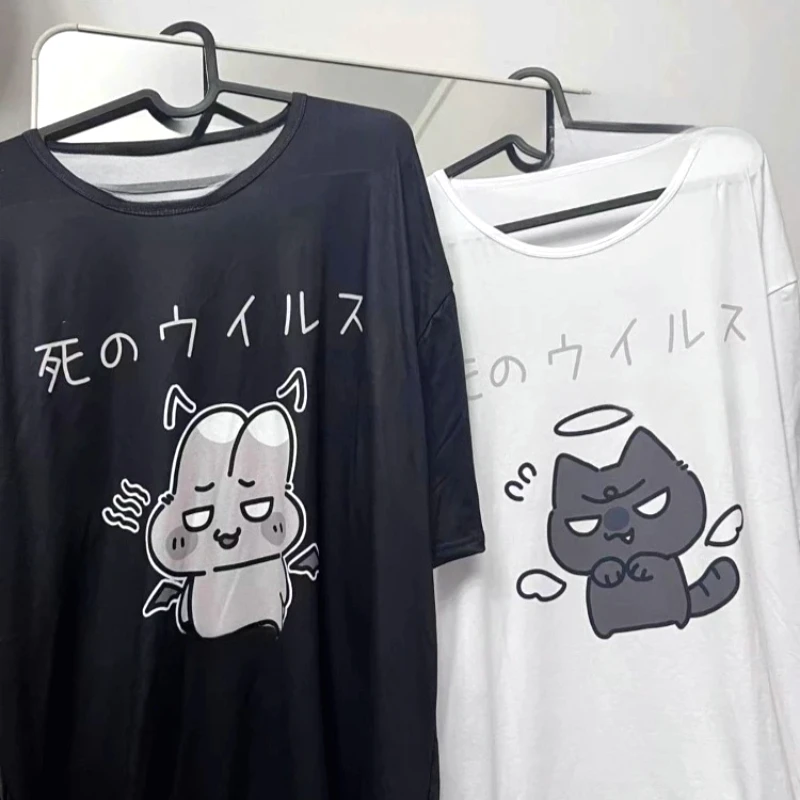 Japanese Y2k Kawaii Tops Women Cartoon Print T-shirt Grunge Fashion Tshirts Girls Streetwear Harajuku Loose Summer Casual Tops