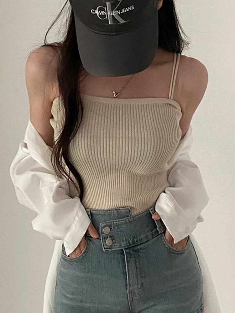 2025 Casual Women Halter Crop Tops Summer Sleeveless Camis Backless Strap Tank Top Slim Solid Short Female Tube Cropped Vest