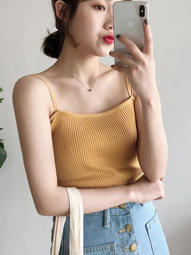2025 Casual Women Halter Crop Tops Summer Sleeveless Camis Backless Strap Tank Top Slim Solid Short Female Tube Cropped Vest