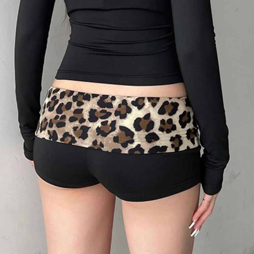 Leopard Print Skinny Shorts Slim Fit High Stretchy Booty Shorts Sexy Design Y2K Aesthetic Low Waist Shorts Summer Outfits