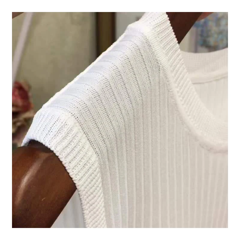 2026 Summer New Fashion Knitted Vests O-neck Sleeveless Casual Thin Tops Sleeveless Blouse Women Shirt