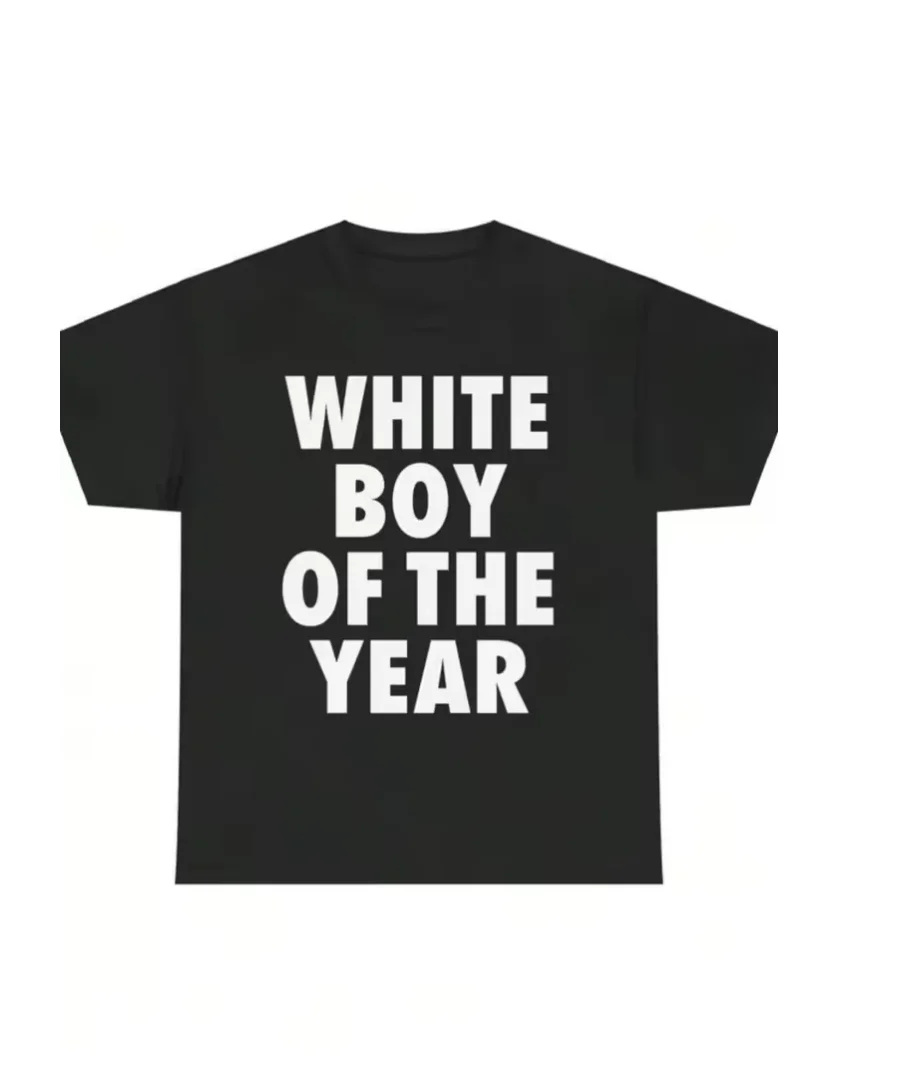 White Boy of The Year Text T-Shirt Women 2026 Funny Meme Graphic Tees Bold Streetwear Fashion Y2k Vintage Short Sleeve Tee Tops