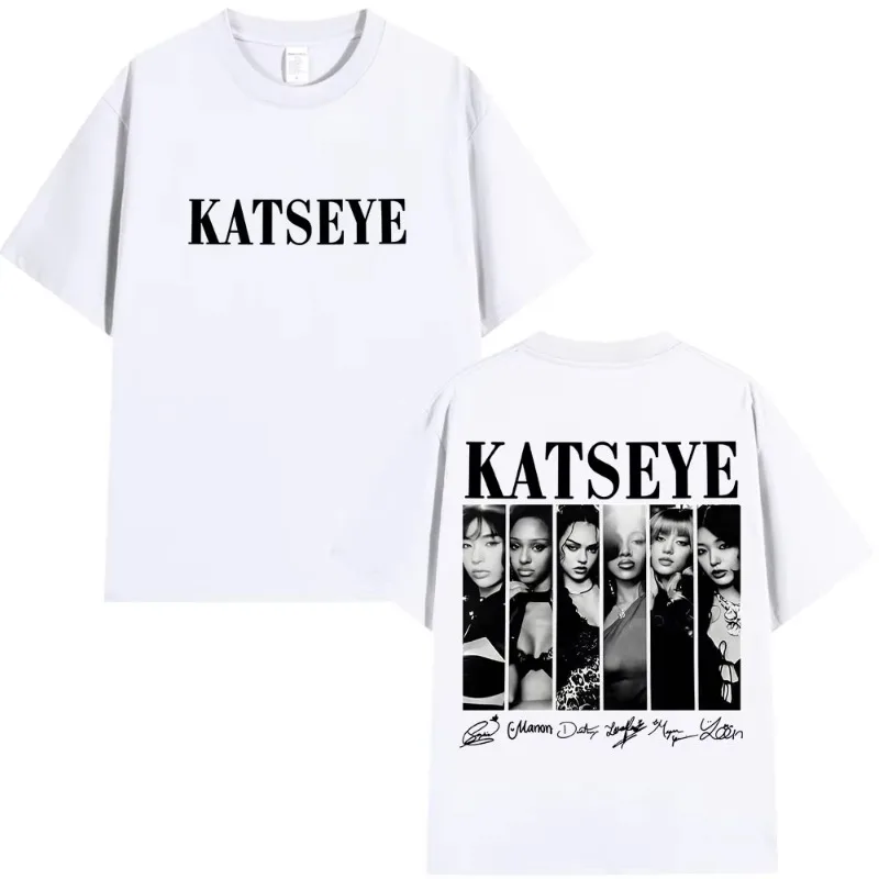 Vintage Korean Style Katseye Graphic T Shirts Kpop Fashion Women Popular T-shirt Oversized T Shirts Streetwear