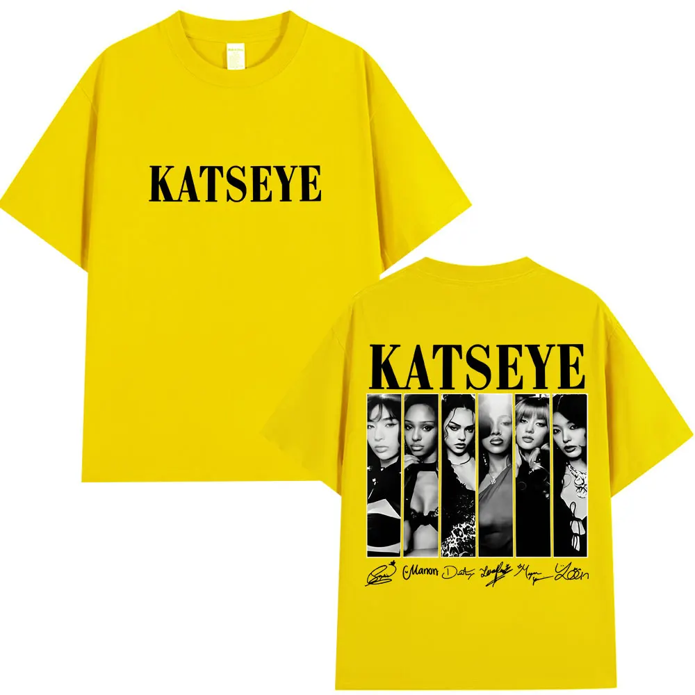 Vintage Korean Style Katseye Graphic T Shirts Kpop Fashion Women Popular T-shirt Oversized T Shirts Streetwear