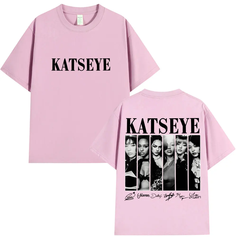 Vintage Korean Style Katseye Graphic T Shirts Kpop Fashion Women Popular T-shirt Oversized T Shirts Streetwear