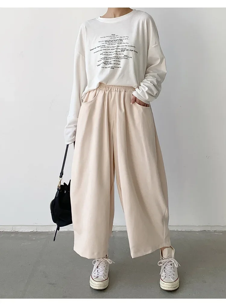 2023 Autumn Casual Harem Pants Women Cotton High Waisted Trousers Retro Loose Bloomers Women's Oversize Pants Baggy Sweatpants