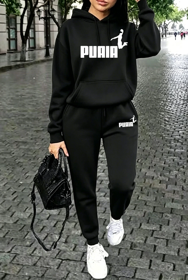 Fall Winter Womens Outfits Street Casual Hooded Sweatshirts Outdoors Sports Jogging Clothing Hot Sales Single Piece Hoodie Pants