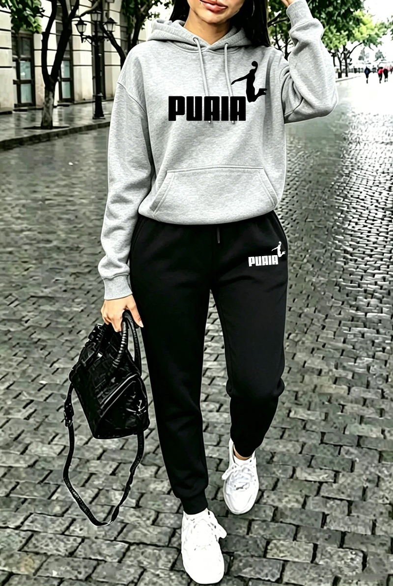 Fall Winter Womens Outfits Street Casual Hooded Sweatshirts Outdoors Sports Jogging Clothing Hot Sales Single Piece Hoodie Pants