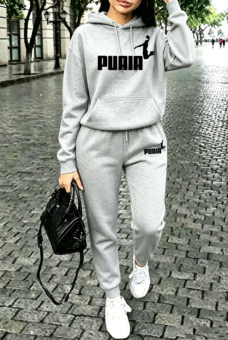 Fall Winter Womens Outfits Street Casual Hooded Sweatshirts Outdoors Sports Jogging Clothing Hot Sales Single Piece Hoodie Pants