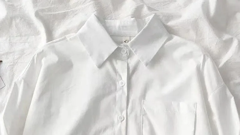 Japanese Style Loose Long Sleeve White Shirts Women Preppy Style Pocket Turn Down Collar Shirt Woman Harajuku Oversized Blouse