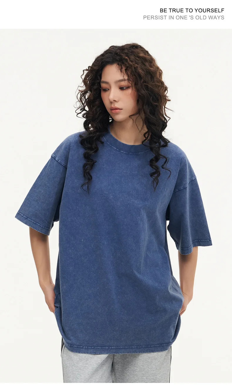 Summer Cotton Washed T-shirt for Women Men Loose O-Neck Oversized Tee Korean Y2k Female Clothes Casual Vintage Short Sleeve Tops