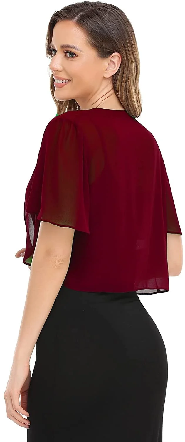 Europe and America Fashion Ladies Casual Summer New Chiffon Short-Sleeved Cardigan Jacket Summer Short-Sleeved Cardigan Cape