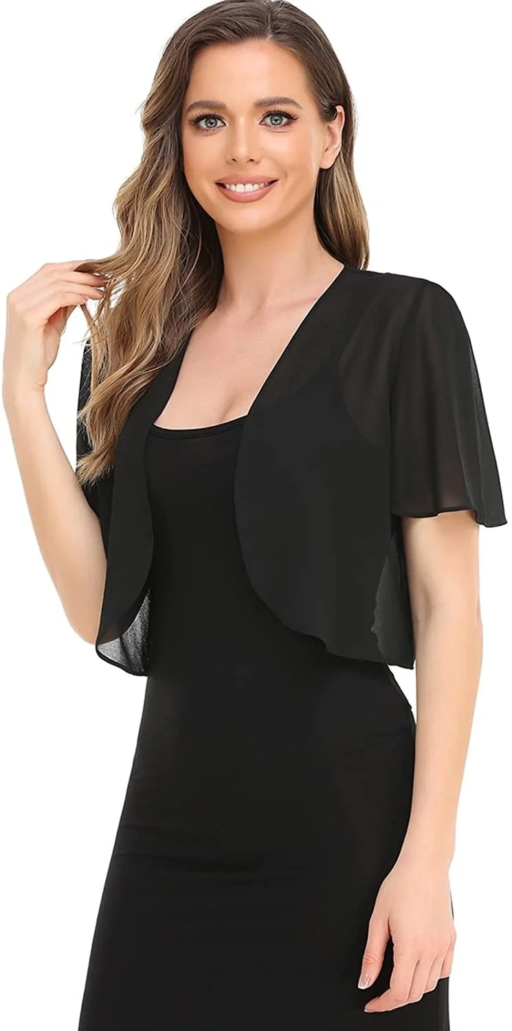 Europe and America Fashion Ladies Casual Summer New Chiffon Short-Sleeved Cardigan Jacket Summer Short-Sleeved Cardigan Cape