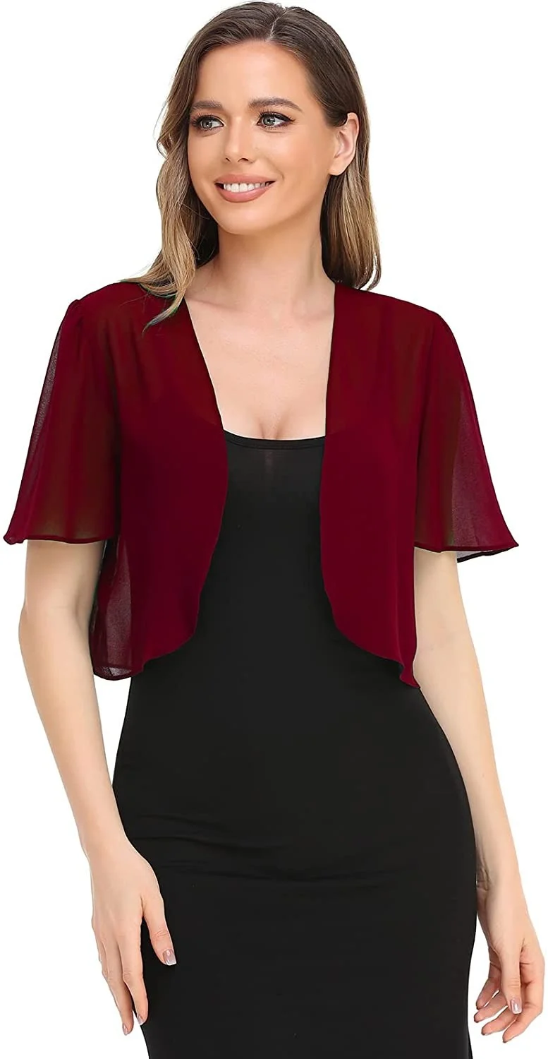 Europe and America Fashion Ladies Casual Summer New Chiffon Short-Sleeved Cardigan Jacket Summer Short-Sleeved Cardigan Cape