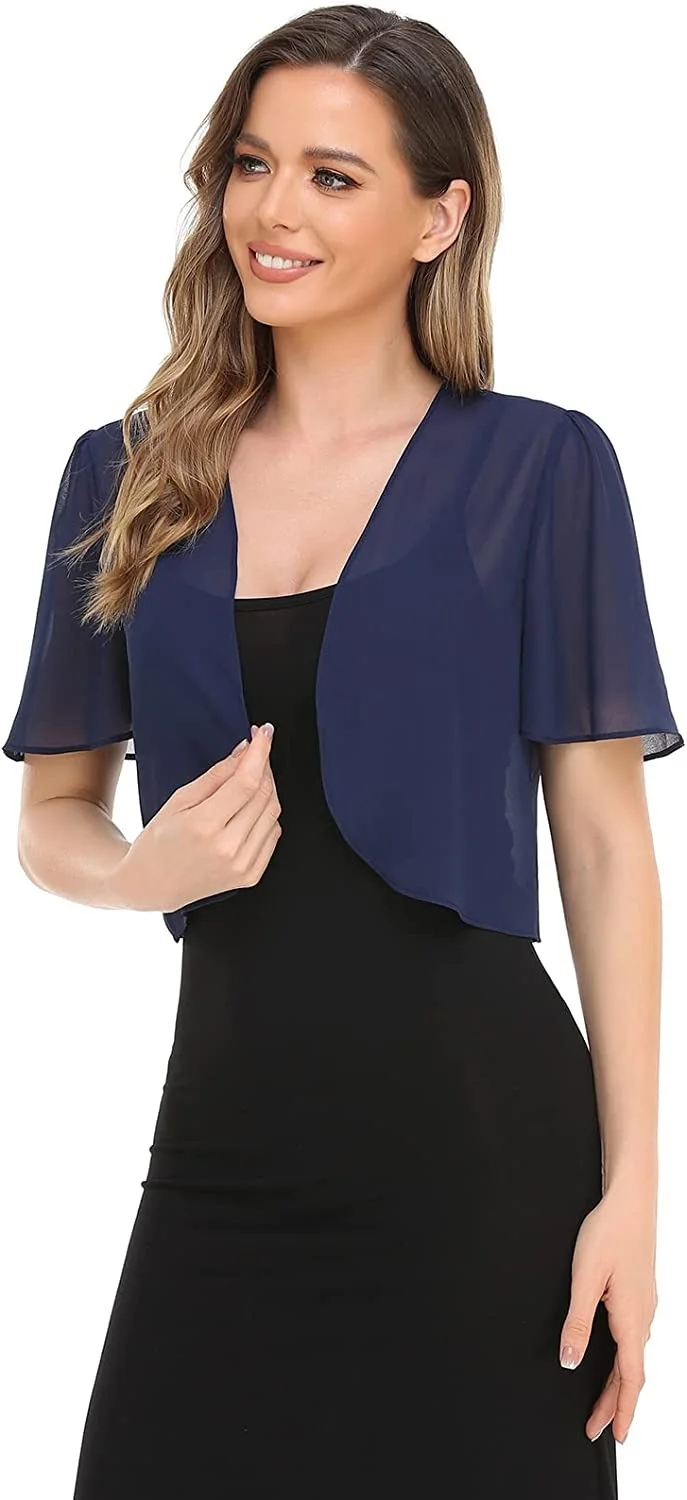 Europe and America Fashion Ladies Casual Summer New Chiffon Short-Sleeved Cardigan Jacket Summer Short-Sleeved Cardigan Cape