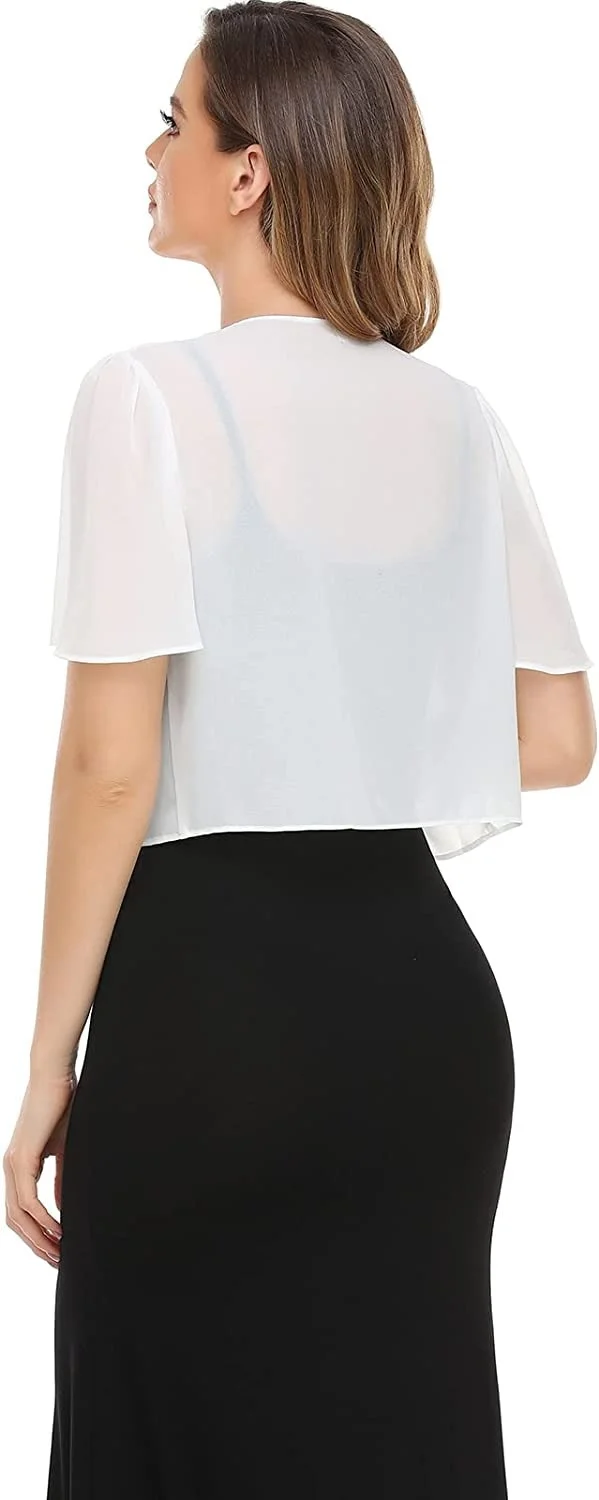 Europe and America Fashion Ladies Casual Summer New Chiffon Short-Sleeved Cardigan Jacket Summer Short-Sleeved Cardigan Cape