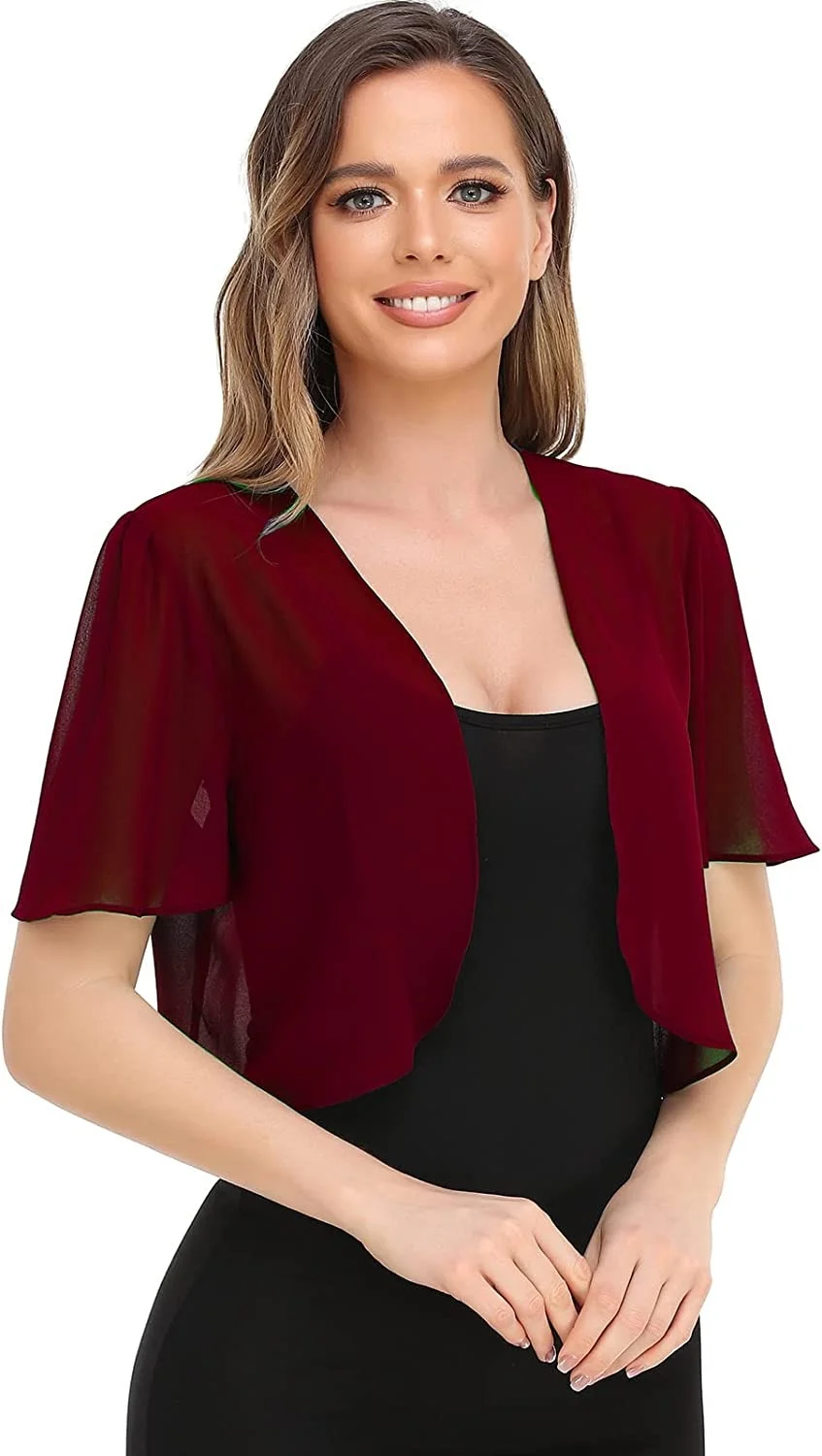 Europe and America Fashion Ladies Casual Summer New Chiffon Short-Sleeved Cardigan Jacket Summer Short-Sleeved Cardigan Cape