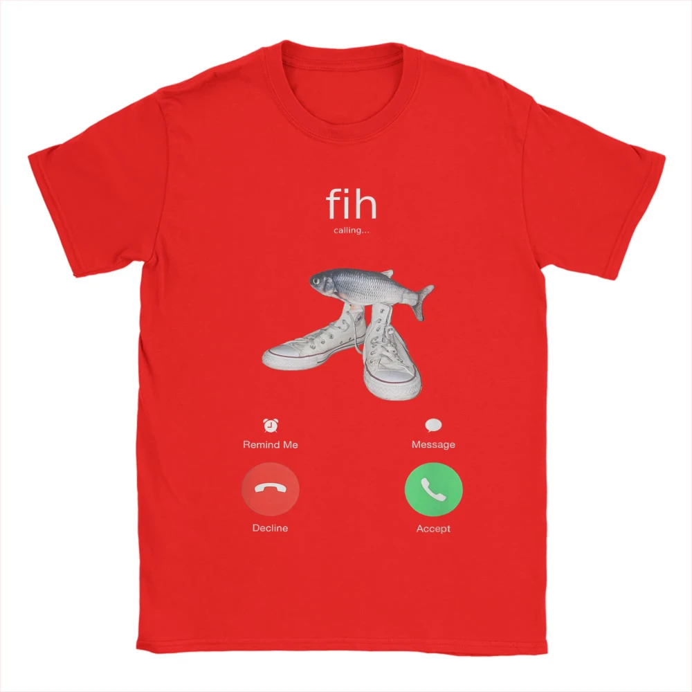 Fih Meme Fish Calling Shirt Misspelled Fih Is Calling Crew Neck Woman Tee Breathable Harajuku Short Sleeve Casual Aesthetic Tee