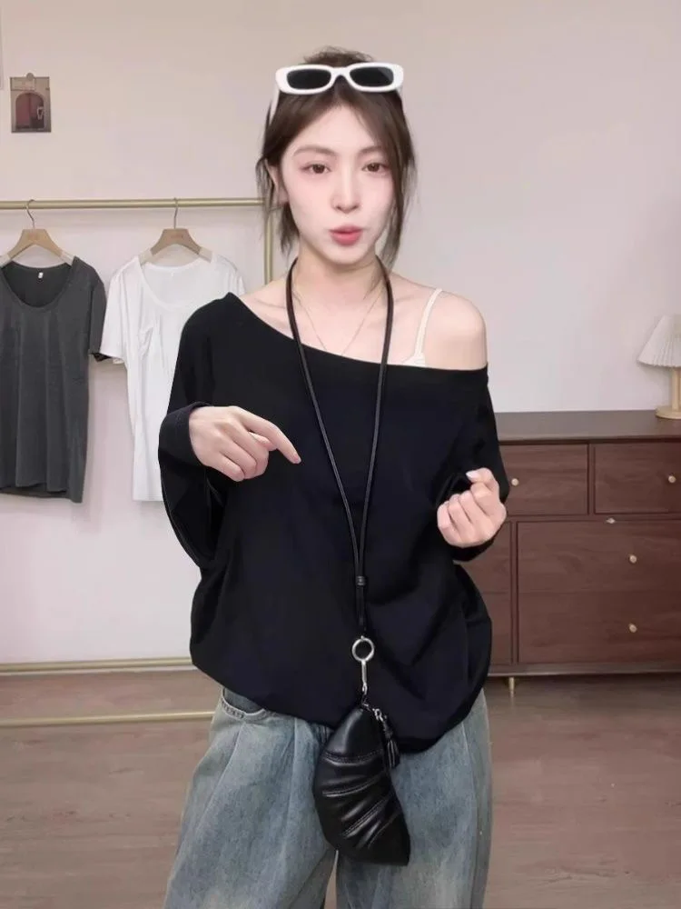 Gothic Harajuku Vintage Punk Emo Girls Long Sleeve Tee Sexy Slim Chic Printing Crop Tops Grunge Y2K Aesthetic Women's Streetwear