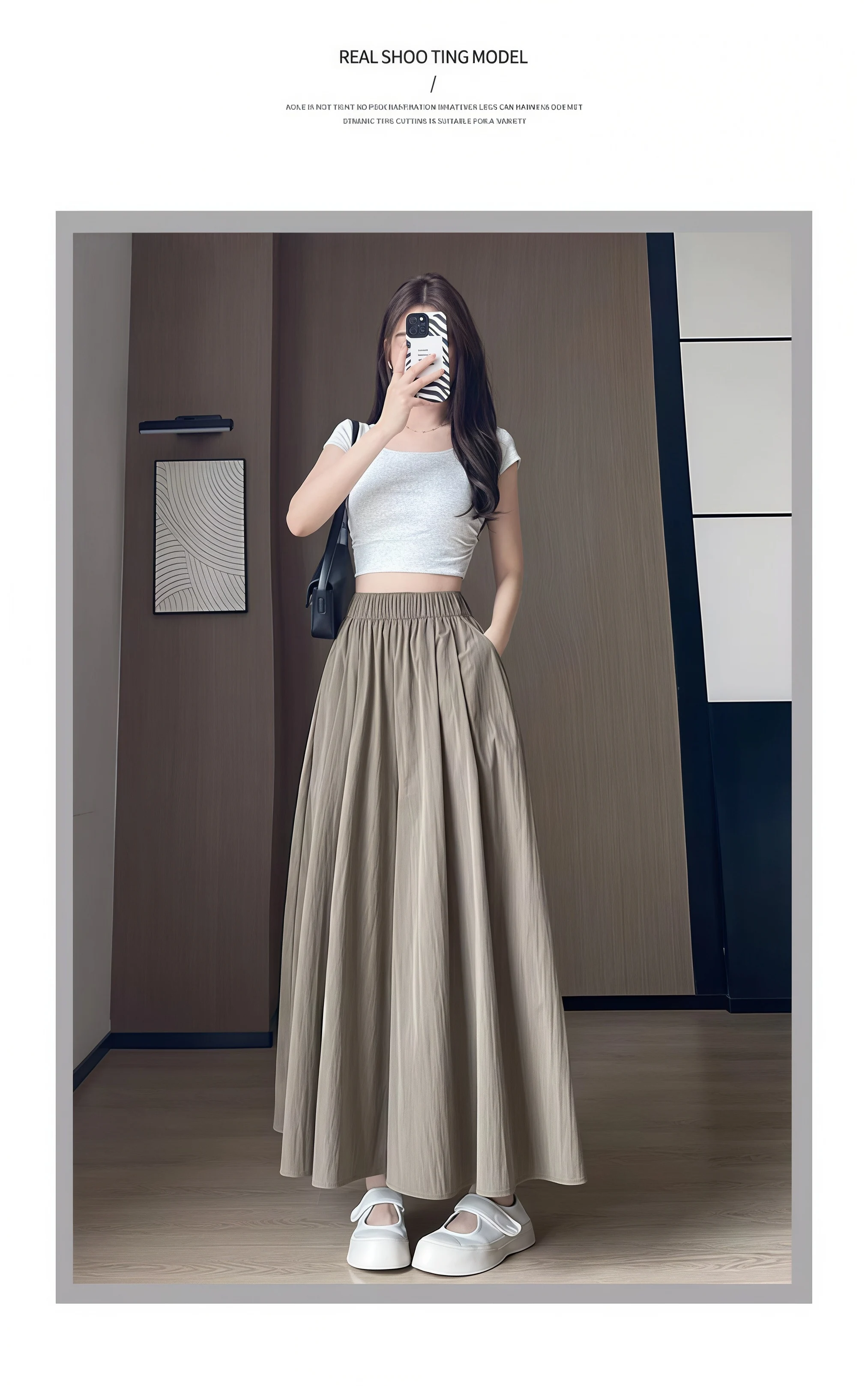 Women Summer Ice Silk Skirt Pants High Waist Elastic Pleated Wide Leg Pants Loose Flowy Lightweight Casual Long Palazzo Trousers