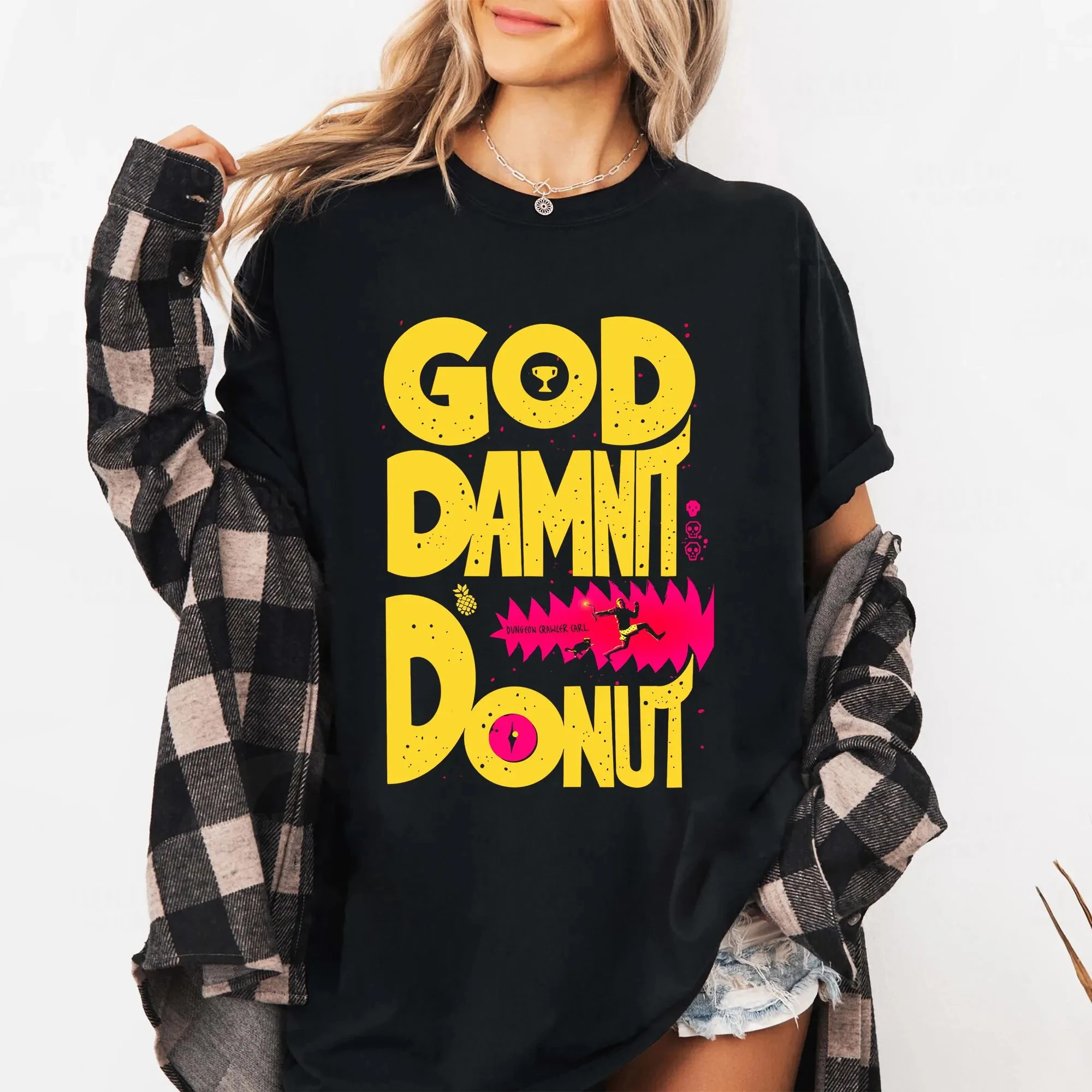 Dungeon Crawler Carl Vintage Shirt, Goddamnit Donut Shirt: Sci-Fi Book Lover Tee