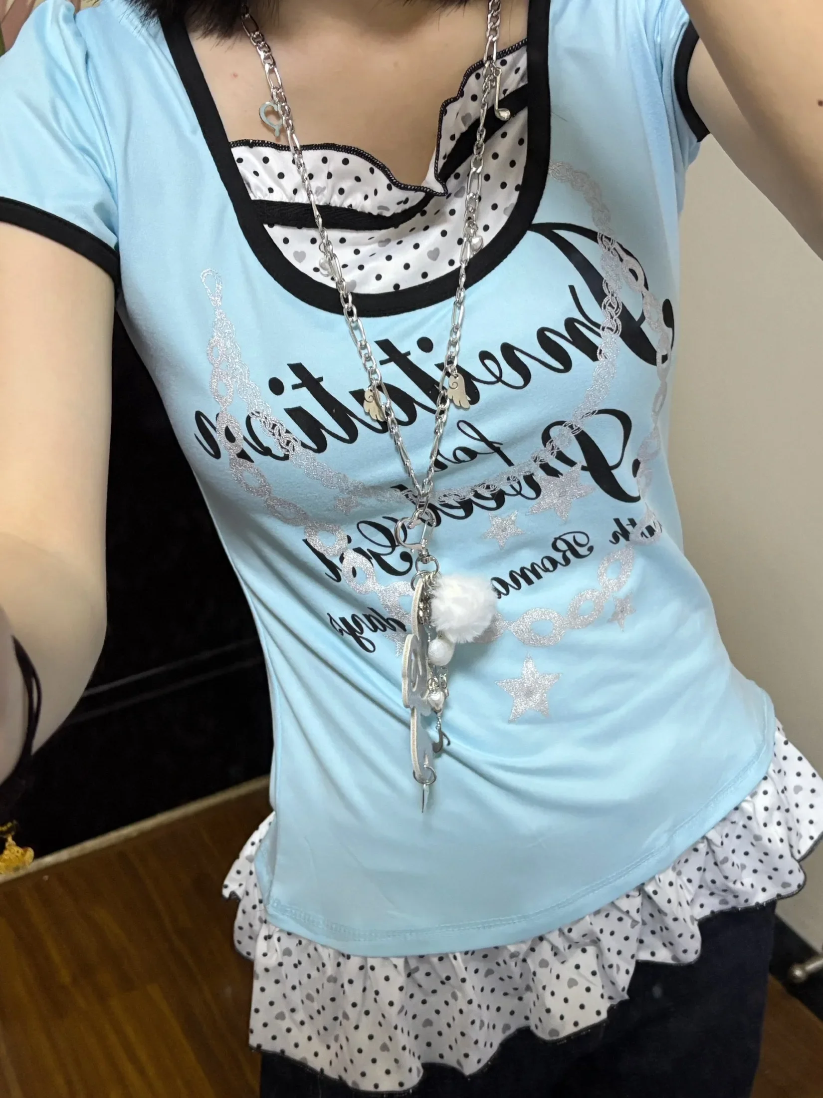 2026 Ropa Mujer T-Shirts Women Clothes Short Sleeve Lace O-neck Sweet Tees Fashion Casual Summer Tshirt Korean Camisetas Kawaii