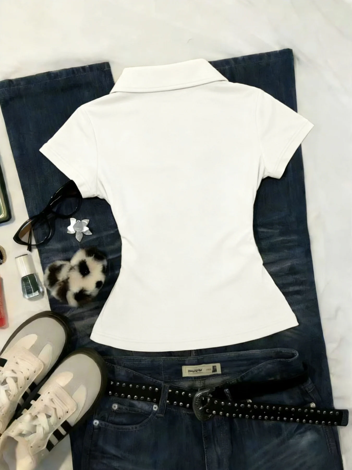 Women's Short-Sleeve Top T-Shirt with Horse Emblem Print