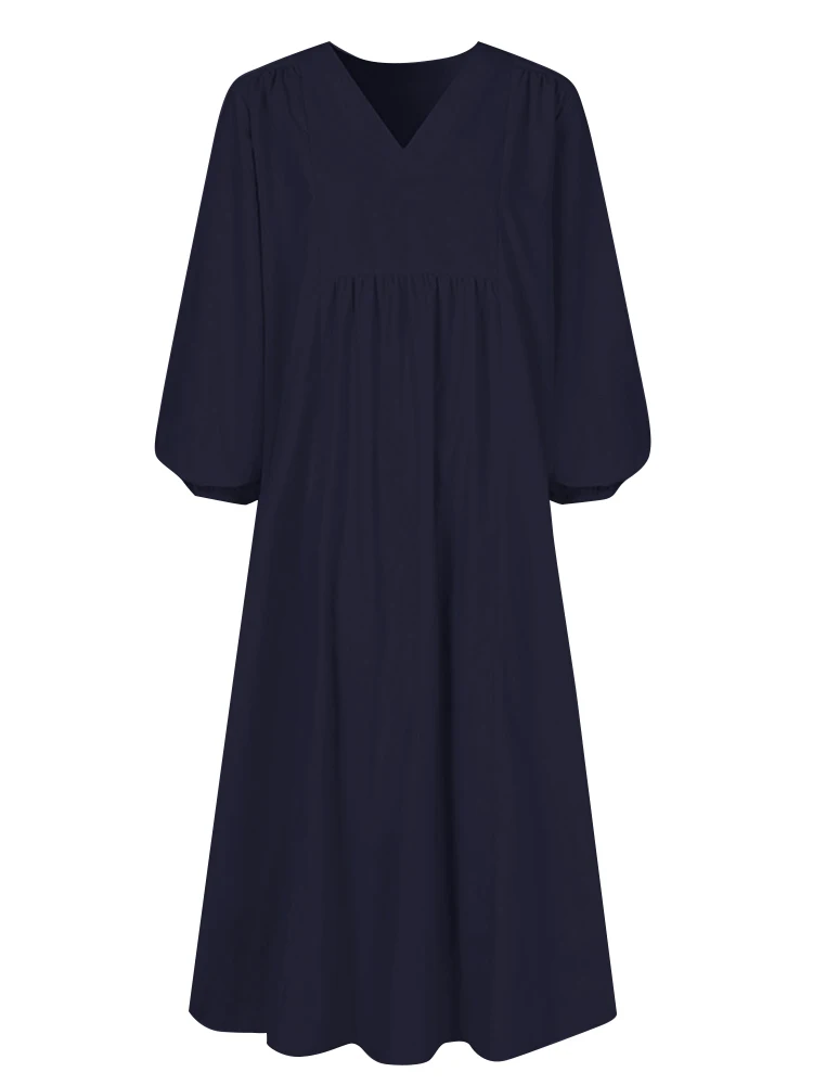 Spring/Summer New Arrivals Women's Cotton-Linen Blend Loose Bell-Sleeve Dress Casual Elegance for Everyday Wear