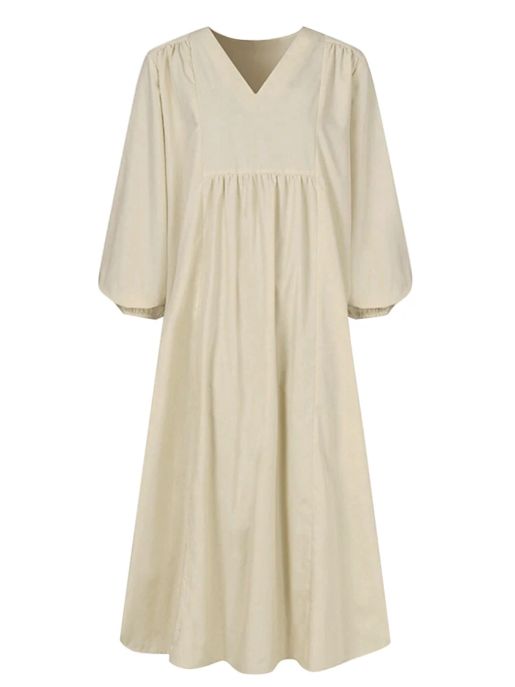 Spring/Summer New Arrivals Women's Cotton-Linen Blend Loose Bell-Sleeve Dress Casual Elegance for Everyday Wear