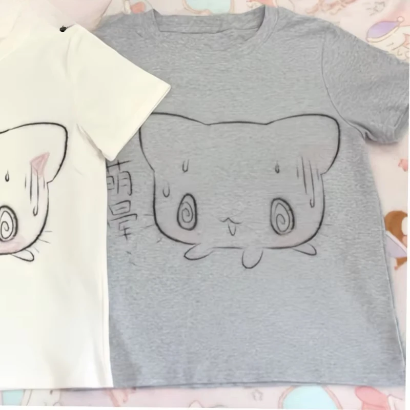 Japanese Oversized T Shirt Women Clothing Short Sleeve O-neck Cute Tees Fashion Casual Summer Tshirts Anime Print Y2k T-shirts