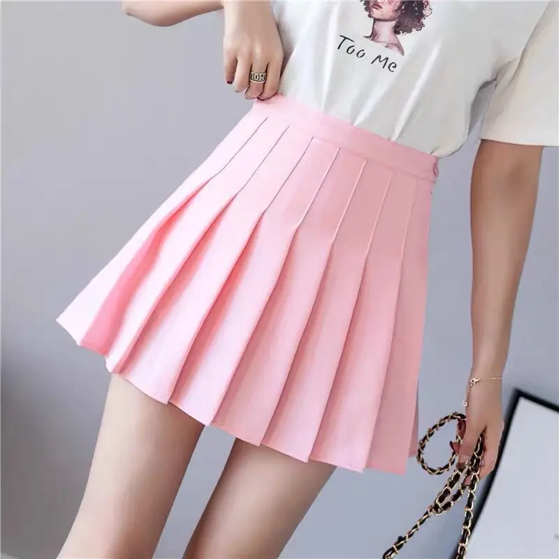 2025 New Vintage Gray Pleated Skirt Women Kawaii High Waist Mini Skirts Korean Fashion School Uniform Harajuku Streetwear Spring