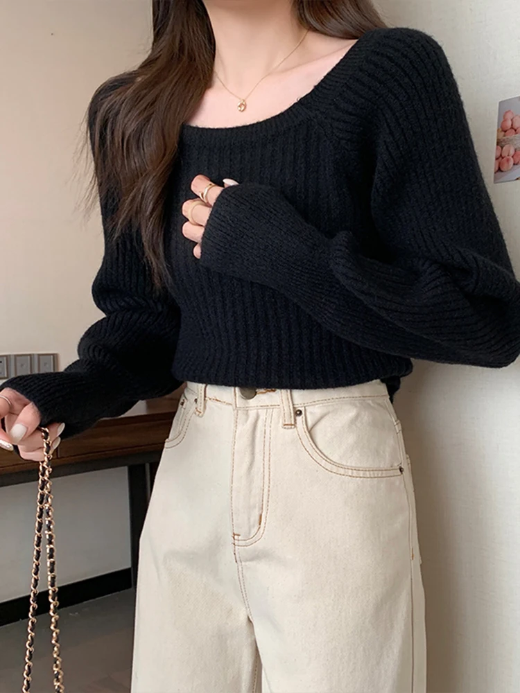 Autumn Winter Loose Women Sweaters Casual Soft Long Puff Sleeve Pullovers Jumpers Knitwear Basic Sweater For Women Tops