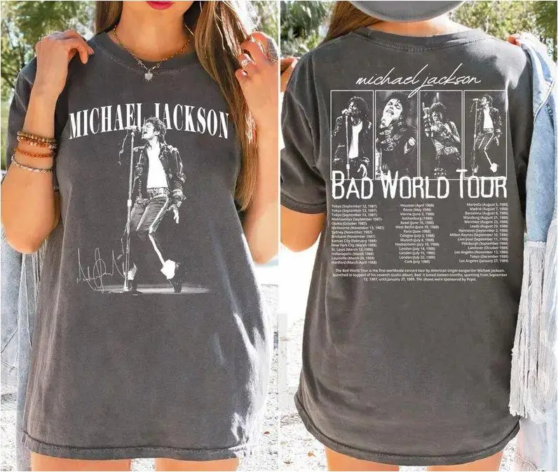 Michael Jackson Modern Redesign T-shirt Men and Women Summer Cotton Y2K Clothing Fashion Round Neck Short Sleeved Tee Fan Gifts
