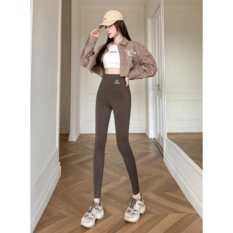 M-XL Shark Pants Women Wear Spring Autumn Winter Thin High-Waisted Belly Lift Hip Yoga Tights Small Feet Black Leggings
