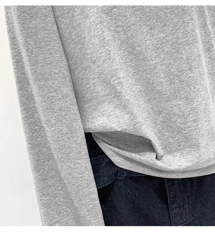 Autumn Winter One Shoulder Cotton Long Sleeve Slant Shoulder Women's Clothing Style Interior Wide Truffle Shoulder Base Shirt