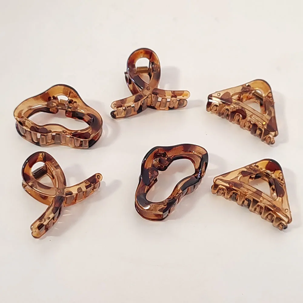 4PC Set European & American Style Leopard Print Small HairClaw Clips for Women Girls Retro Hair Accessories Headwear