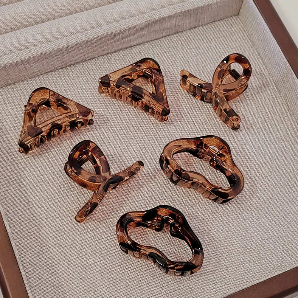 4PC Set European & American Style Leopard Print Small HairClaw Clips for Women Girls Retro Hair Accessories Headwear